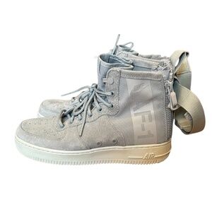Nike Grey High Top Canvas/ Suede Grey Air Force Ones Mid Light Pumice Women’s‎